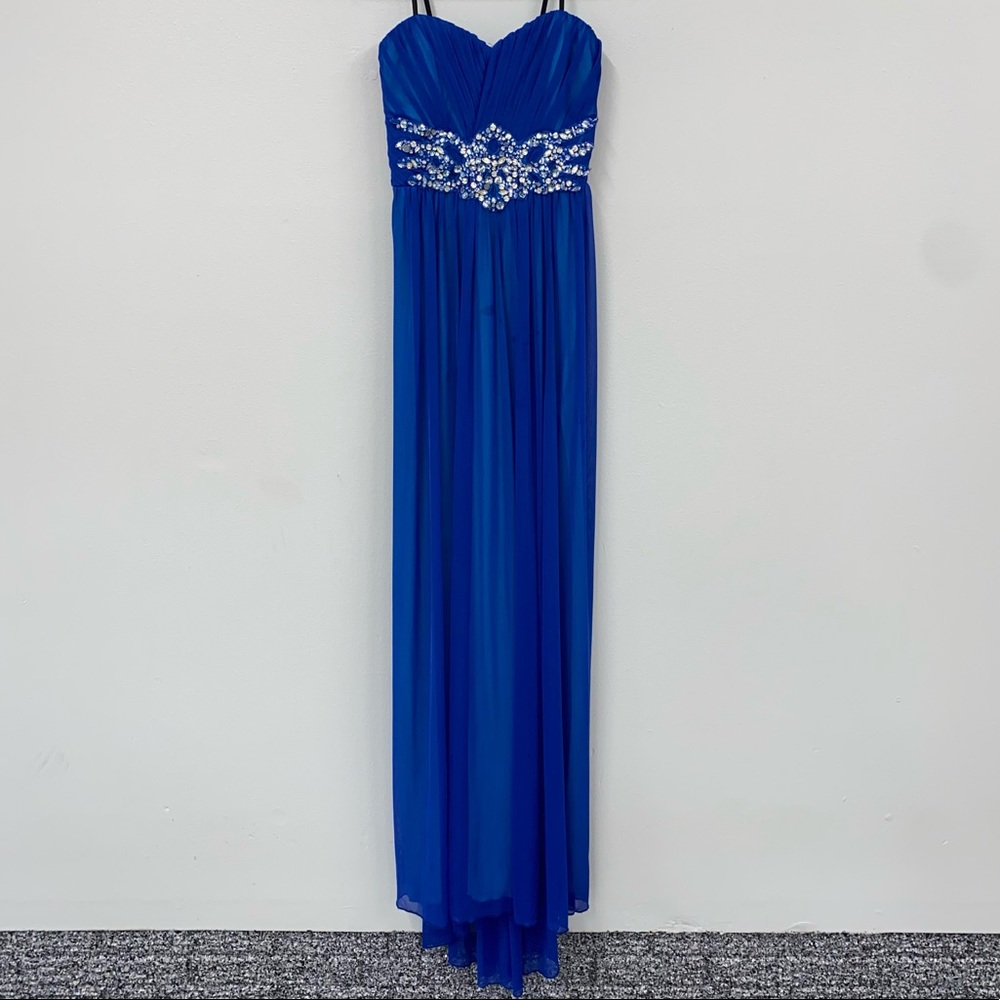 City Triangles Royal Blue Long Strapless Dress